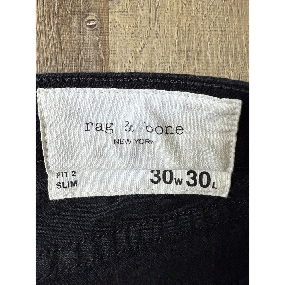 Rag & Bone Men's Jeans Sz 30x30 Black Fit 2 Slim Button Fly Stretch‎ Denim Pants - Picture 8 of 11